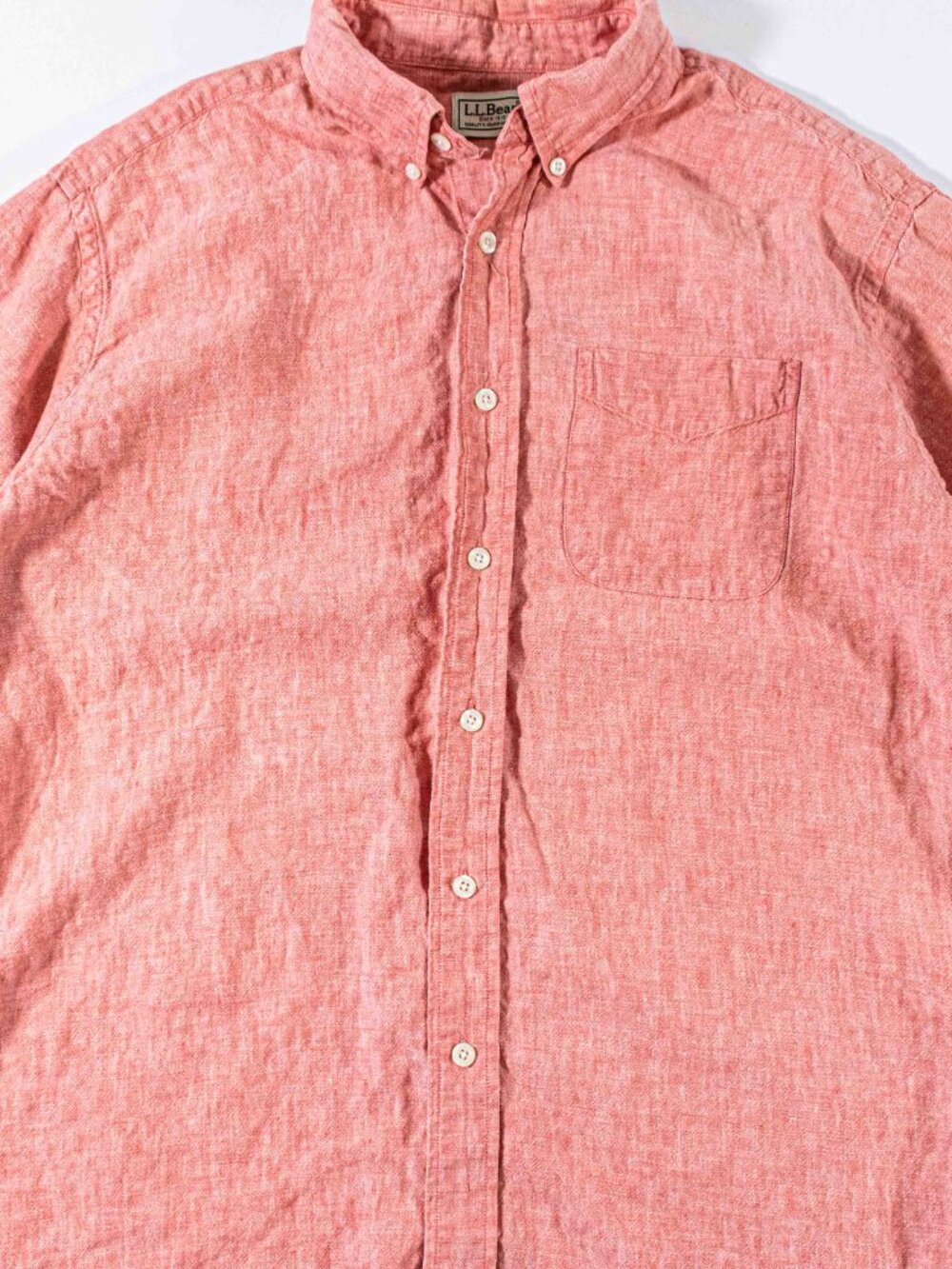 Vintage L.L. Bean 100% Linen Shirt Large Short Sleeve Hong Kong - Picture 4 of 6